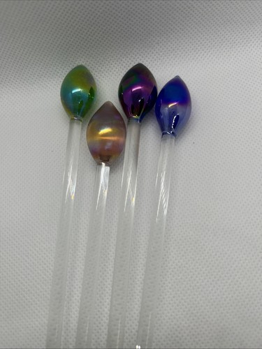 4 Bastoncini in Vetro per Cocktail Swizzle Forma Unica Goccia a Strappo Luce Natale - Foto 4 di 4