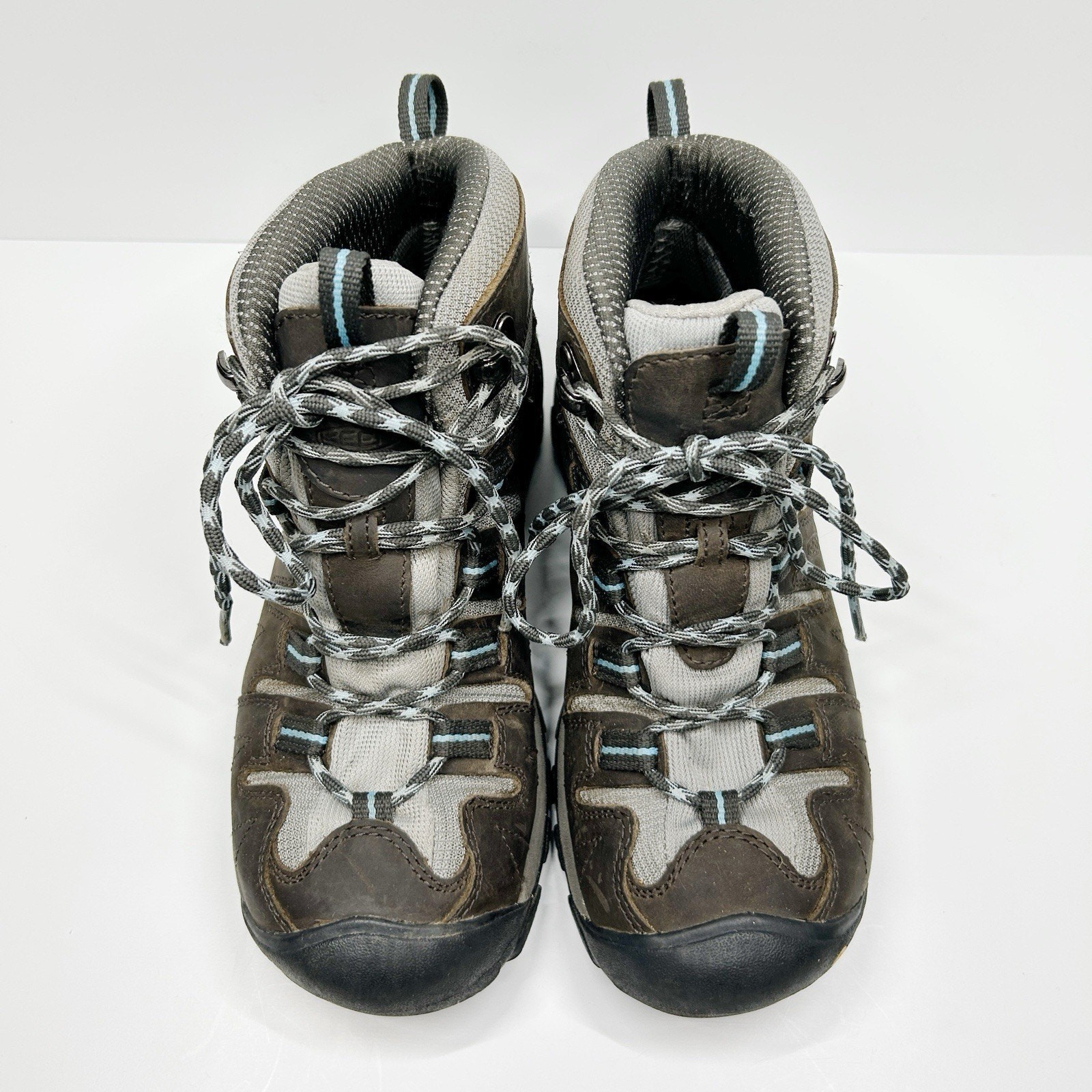 Stivali da trekking KEEN gesso impermeabili in pelle stringati medi marroni da donna taglia 6 5