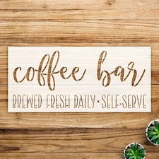 Stencil Coffee Bar Script - Reusable, DIY Crafts, Wall Art - Mylar StencilAir