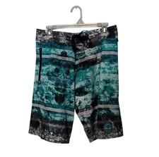 Pelagic Argonaut Board Shorts Mens 30 Teal Black Swim Fishing Surfing Unlined