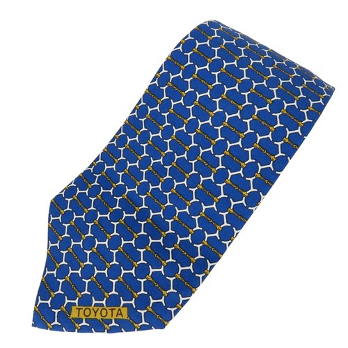 USED HERMES tie Toyota limited edition silk blue gold business