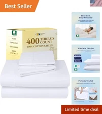 OEKO-TEX Certified Queen Sheet Set - 400 TC Cotton Sateen for Healthy Sleep