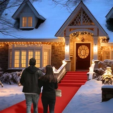 Event Carpet Runner, 2.6FT x 15FT Red Felt Rug for Hollywood Theme Wedding