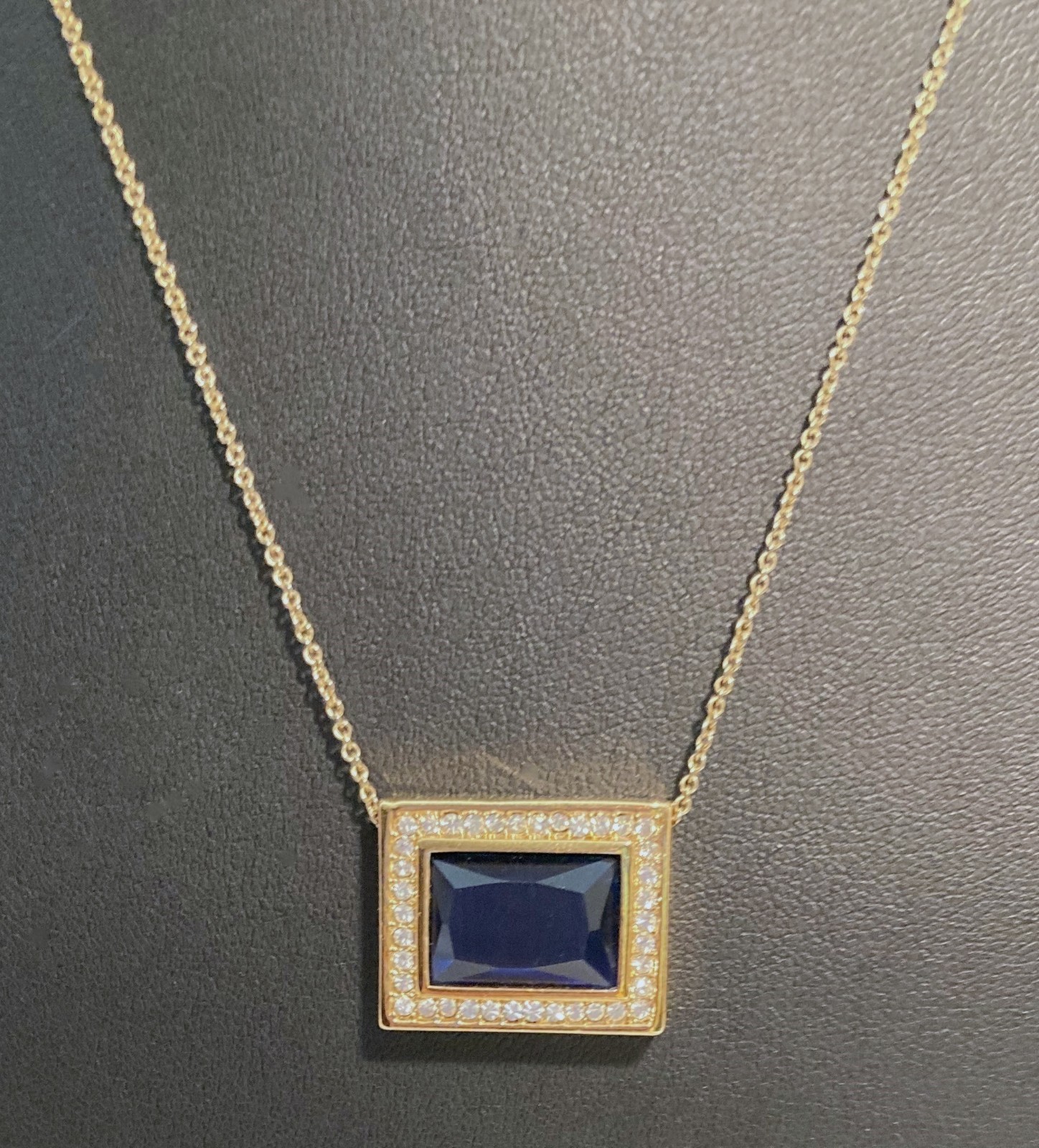 Roman Simulated Blue Sapphire Rectangular Pendant… - image 2