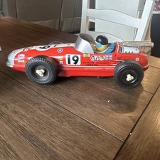 Vintage Tin Toy Race Car Red STP Decals Number 19 for 8-11 Years- tested