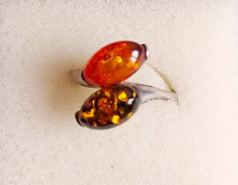 Bague en Ambre de la Baltique et Argent Sterling 925 (Taille 56) - Photo 3/3