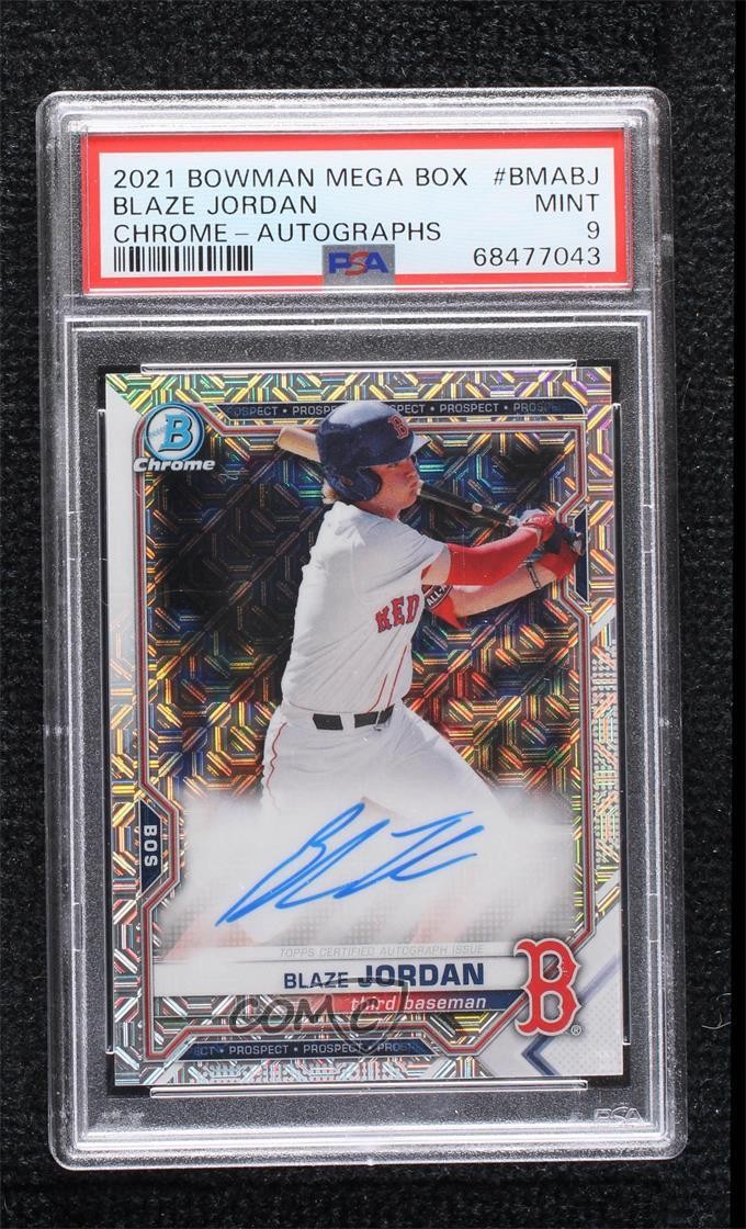 2021 Bowman Mega Box Chrome Mojo Auto Blaze Jordan #BMA-BJ PSA 9 MINT Auto 0o48