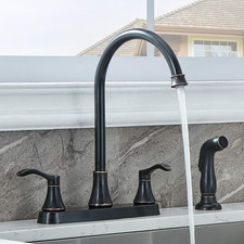 3 Hole or 4 Hole 2 Handle Kitchen Faucet with Side Sprayer, Commercial Lead-Free