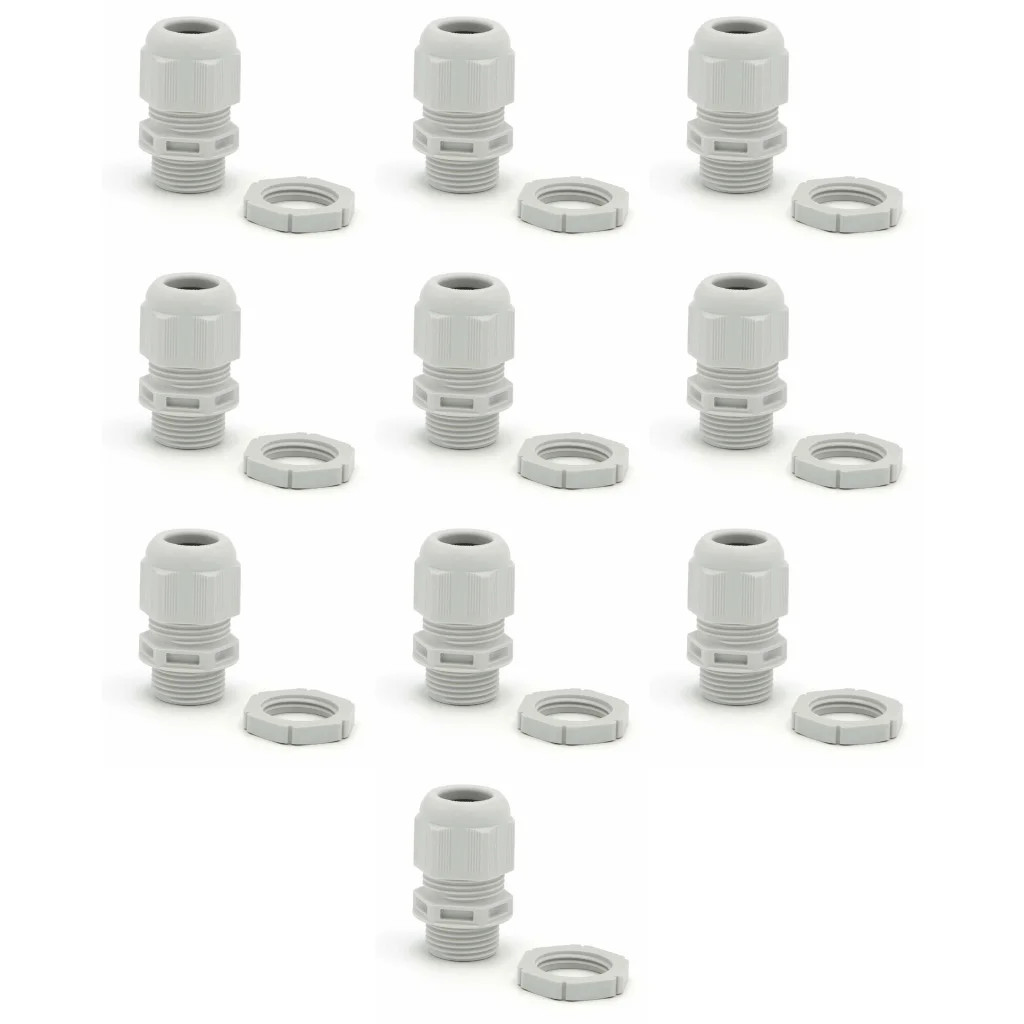 Pack Of 10 x Cable Gland Grey M20 Sprint Clamping Range 6.2-14mm Wiska 10100613