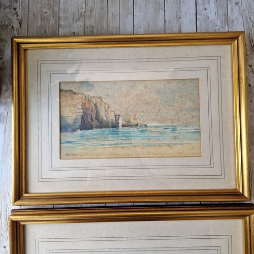 A Pair Of Signed Antique Watercolour Paintings Framed Seascapes Cornwall - Picture 5 of 12