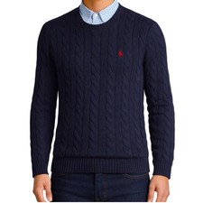 NWT - Polo Ralph Lauren Men's Cable-Knit Crew Cotton Sweater : NAVY : M - XXL
