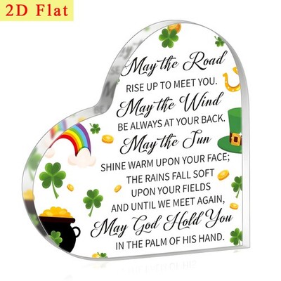 Cute Heart Shaped Acrylic Plaque May the Road Rise Up Home Desktop Decoration