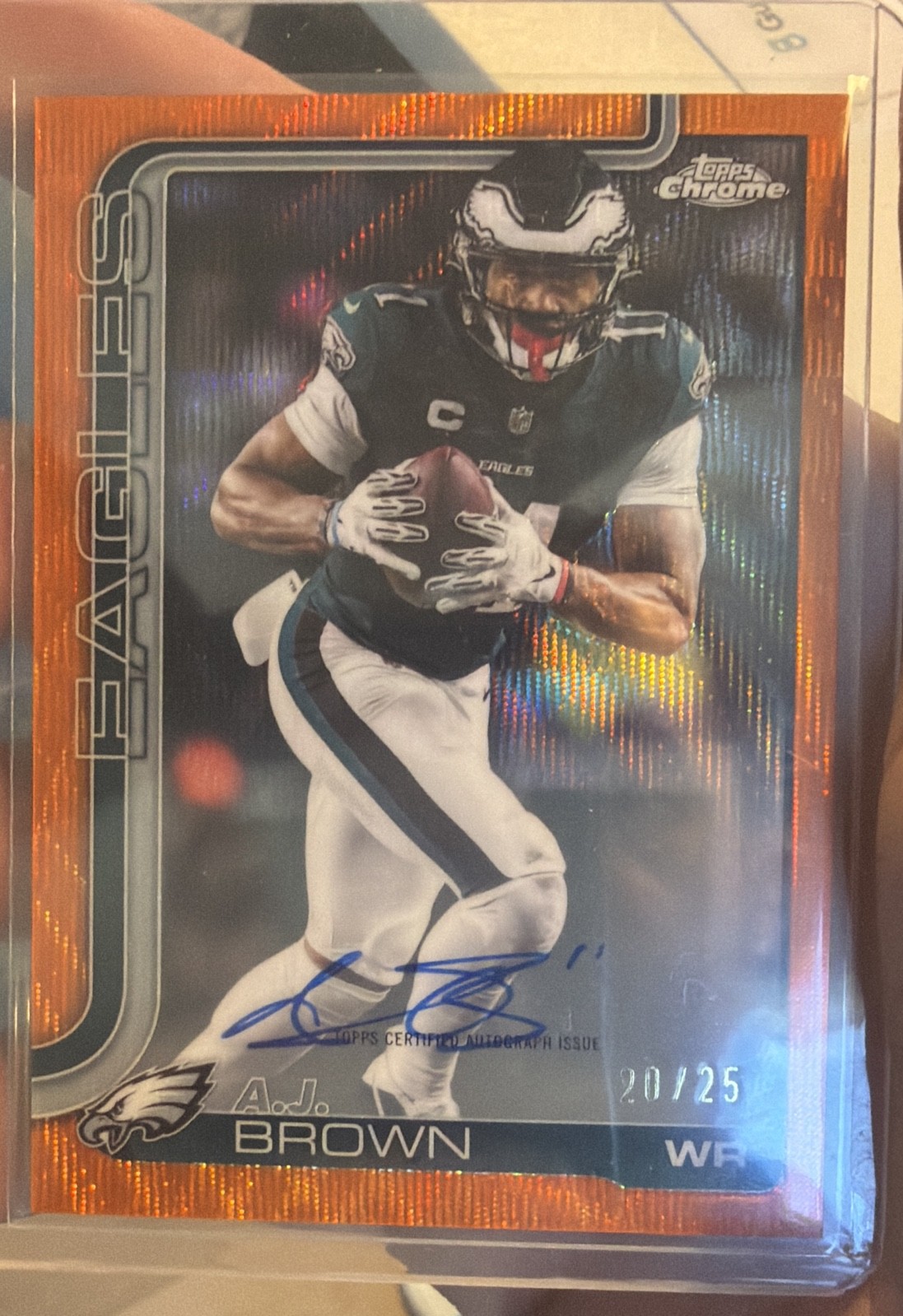 2025 Topps Chrome - Autographs A.J. Brown #BA-AB Orange Lava Refractor /25 (AU)