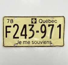 1978 QUEBEC LICENSE PLATE /F243 971/ QUEBEC LICENSE PLATE 1978