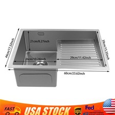 Stainless Steel Laundry Sink Balcony Wash Basin w/Washboard Utility kitchen Sink