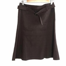 Burberry London Knee Length Skirt Check Pattern Dark Brown Used