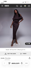 asos design dramatic neckline midi dress in chocolate