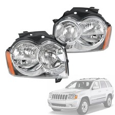 Headlights Assembly Replacement For Jeep Grand Cherokee 2005 2006 2007, Chrom...