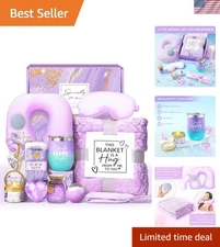 Lavender Relaxing Spa Basket with Plush Blanket - Perfect Birthday Gift for Her