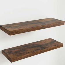 40 In. W X 12 In. D Rustic Brown Floating Shelves for Wall Set of 2 Decorative W