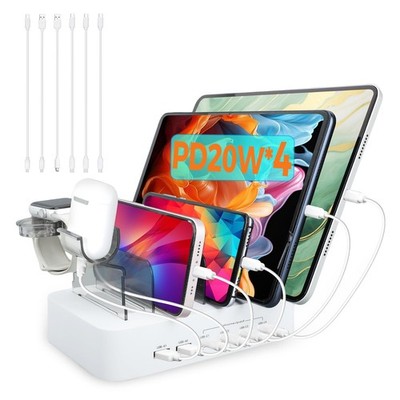 USB C Charging Station for Multiple Devices Apple,100W 4 4PD&2USB&White&100W 