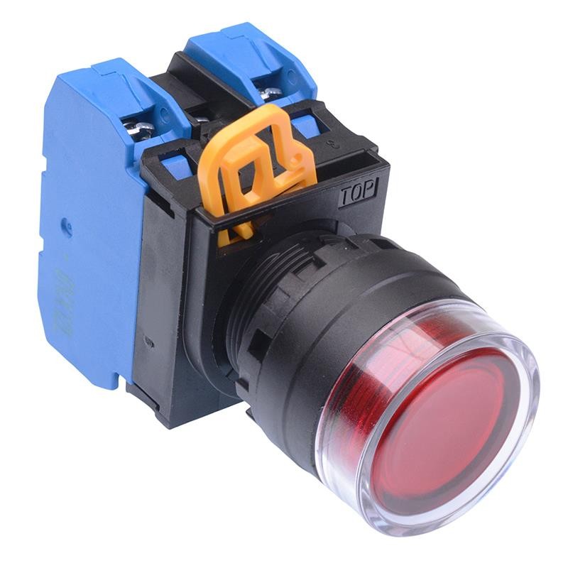 IDEC Amber 24V illuminated 22mm Mushroom Momentary Push Button Switch 2NO IP65