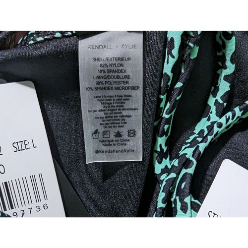 Kendall + Kylie green black leopard print two piece swimsuit Top sz M Bikini sz - Picture 10 of 10