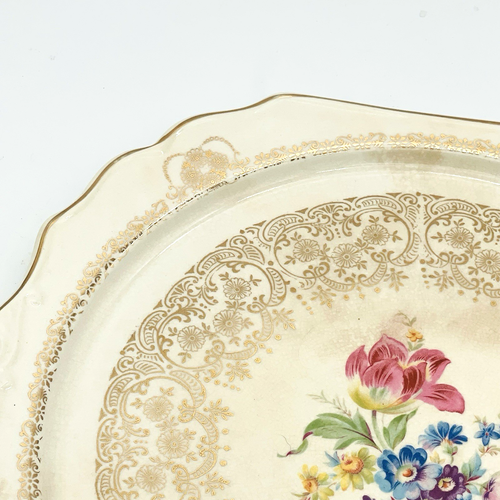 3 Mismatched Vtg Floral Plates Platter Tray Shabby Crazed Decor Wall Cottage - Picture 19 of 24