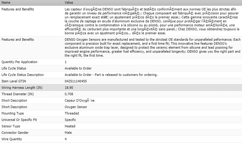 Датчик кислорода Denso Upstream для 2000-2004 FORD F-250 SUPER DUTY V10-6,8 л - Изображение 2 из 4