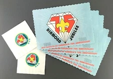 Boy Scouts Diamond Jubilee Paper Placemats Napkins Lot 75th Anniv 1985 BSA Vtg