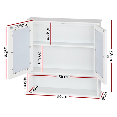 Artiss Bathroom Mirror Cabinet Storage Toilet Cupboard Wall Mounted Shelf - Picture 2 of 8