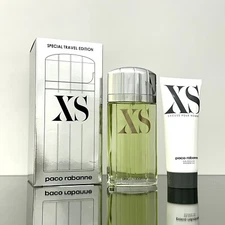 XS POUR HOMME by PACO RABANNE 2pc Men Set 3.3oz EDT Spr+3.3oz S/G -VINTAGE- (A04