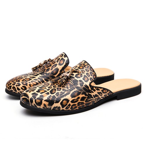 mens leopard slippers