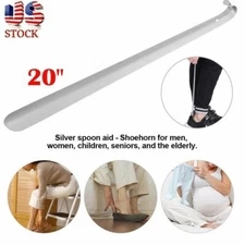 Extra Long Metal Shoe Boot Horn Heavy Duty Stainless Steel Shoehorn Shoes 20" US