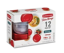 Rubbermaid Takealongs 12 Piece Food Storage Set, Red