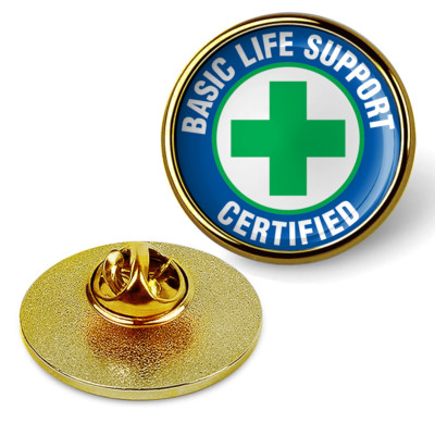 Basic Life Support Certified First Aid Kit Signs Hat Pin Lapel Tie Tac - Gold