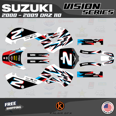 Graphics Kit for Suzuki DRZ110 2000-2009 Vizion Series - Cyan Red