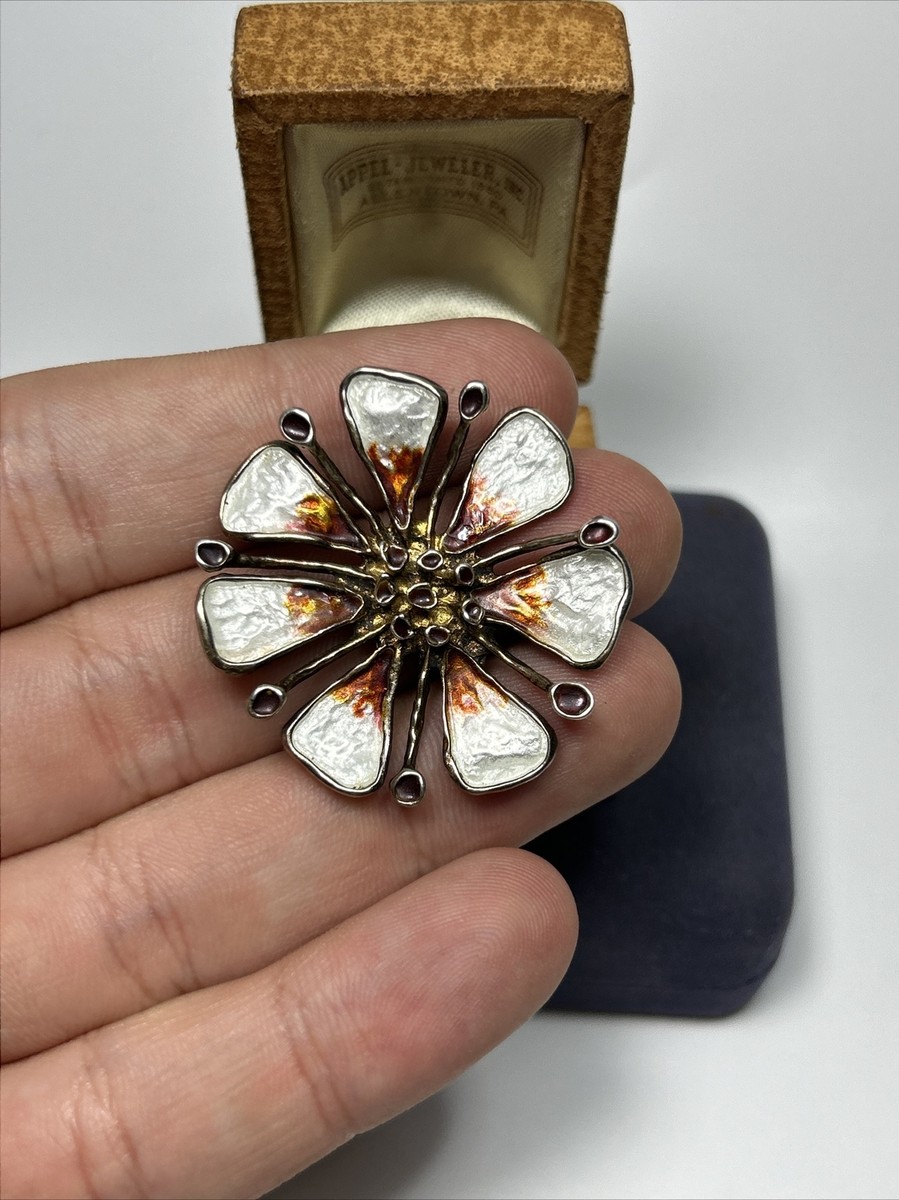 David Anderson Karl Otteren Sterling Silver Enamel Apple Blossom