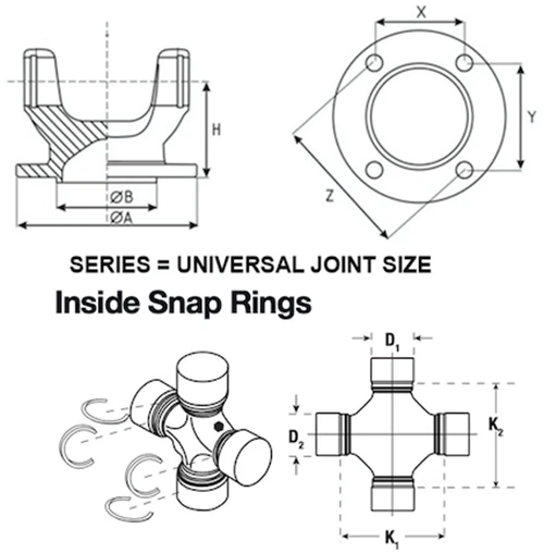 Brida DYNA 66mm x 66mm (2.598”) Toyota 37315-36020 Land Cruiser para ejes de transmisión Foto 3 de 3