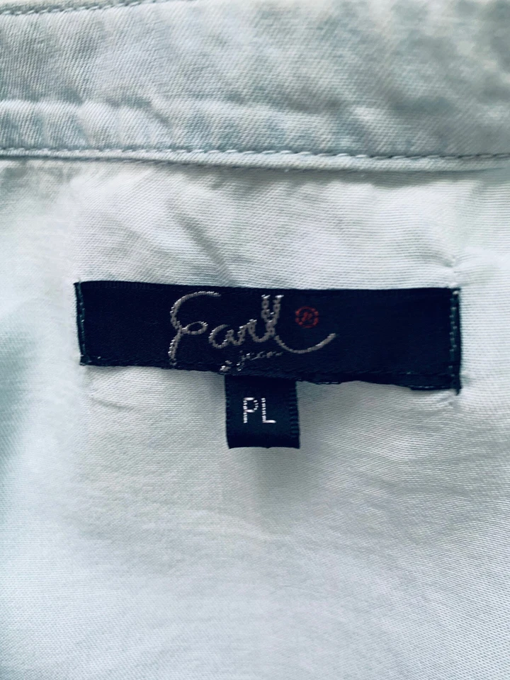 Earl Jeans PL Top Para Mujer Cambray Encaje Botones a Presión Bolsillo LS Foto 4 de 4