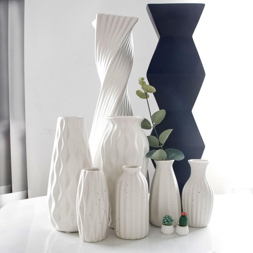 Large White Ceramic Flower Vase - 15.7 in Tall White Floor Vase for Decor Liv... - Picture 6 of 6