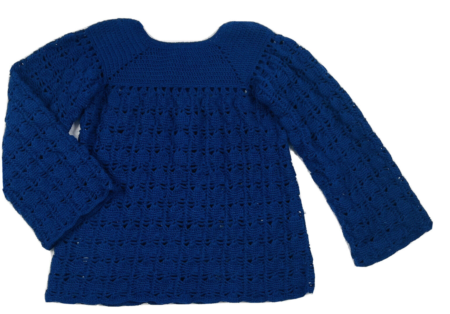 VTG 70s Boho Womens Medium Hand Knit Crochet Bell… - image 1
