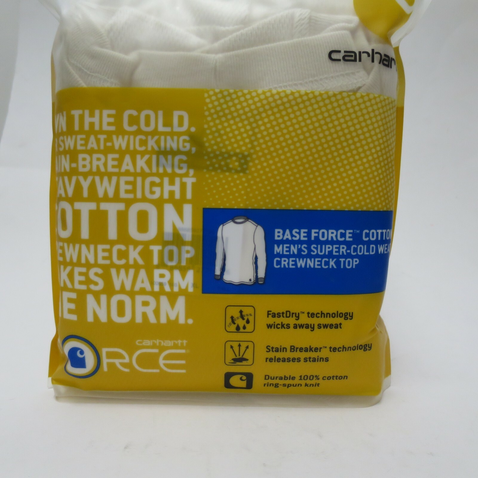 carhartt men's base force wicking cotton super cold weather crewneck top