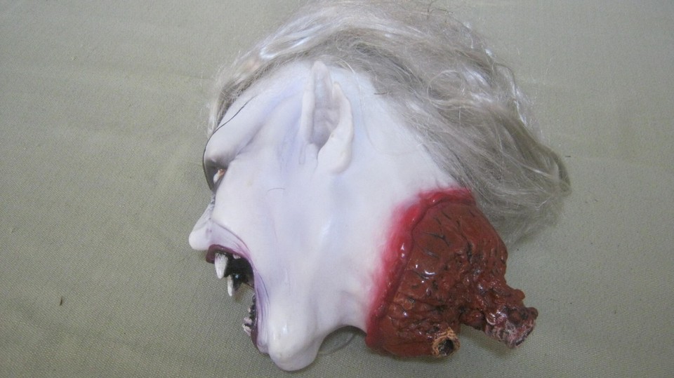 Vintage Super Scary Halloween Prop, Large Hanging Severed Vampire Head