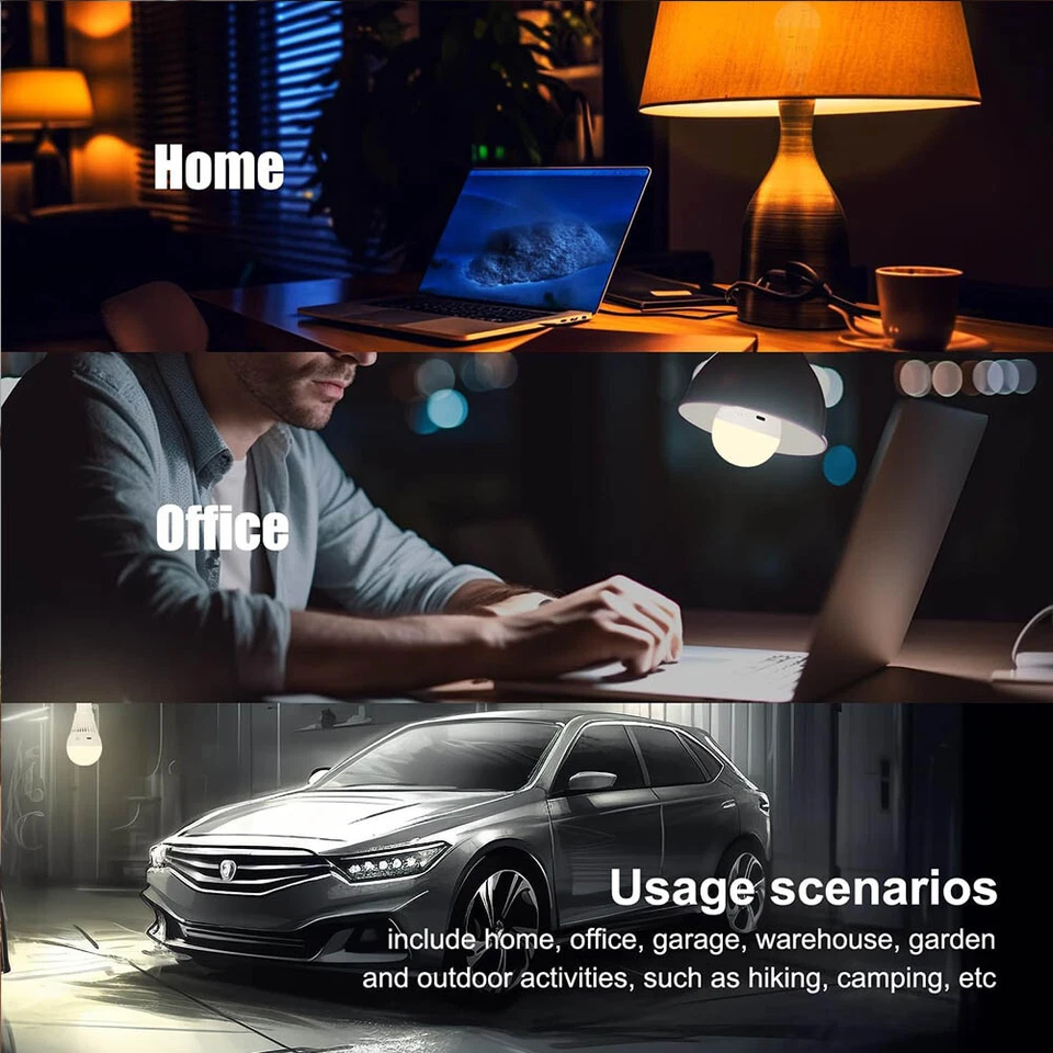 Emergency LED Light Bulb Dimmable Rechargeable Lamp Remote Control USB - Image 2 of 4