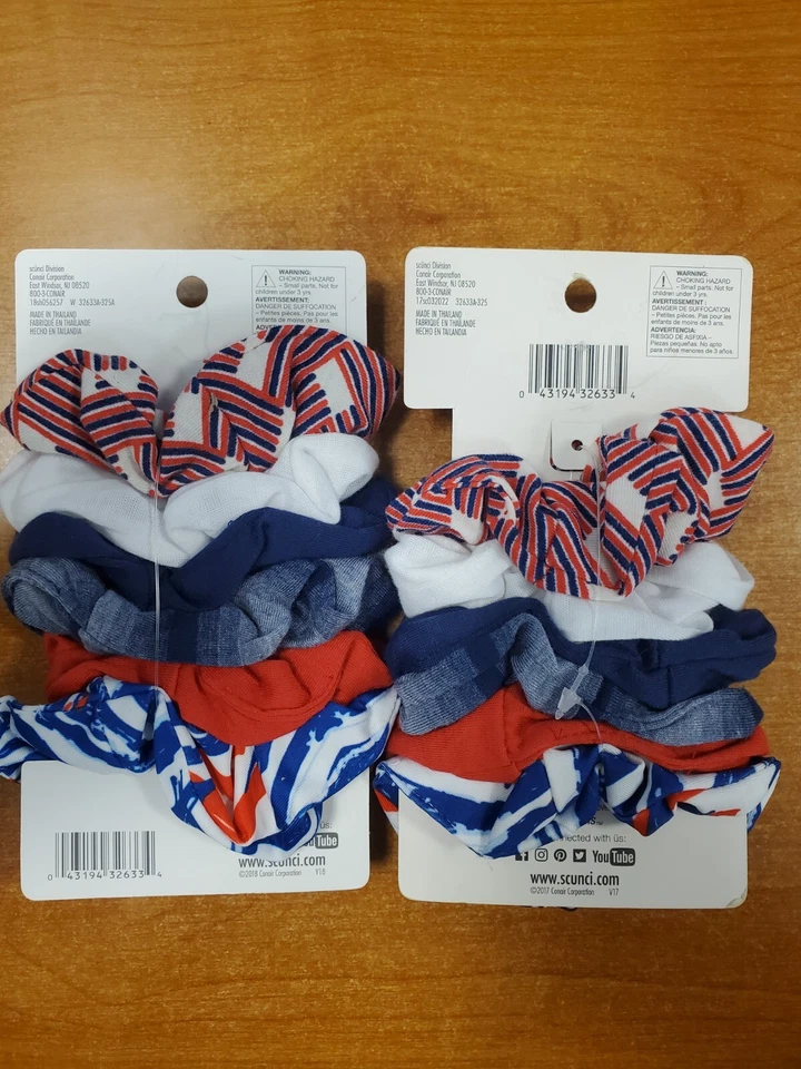 2 Pks of 6: Scunci Scrunchies Red, White and Blue Multicolor (6334) R7P7b - Image 2 of 2