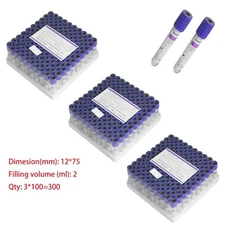 3*100 EDTA Sterile Glass Vacuum Blood Collection Tubes - Medical Supplies K2 2ml