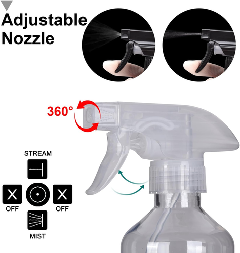Plastic Spray Bottles - 10.5OZ/300ML Empty Spray Bottles for Cleaning Solutions, - Picture 2 of 12