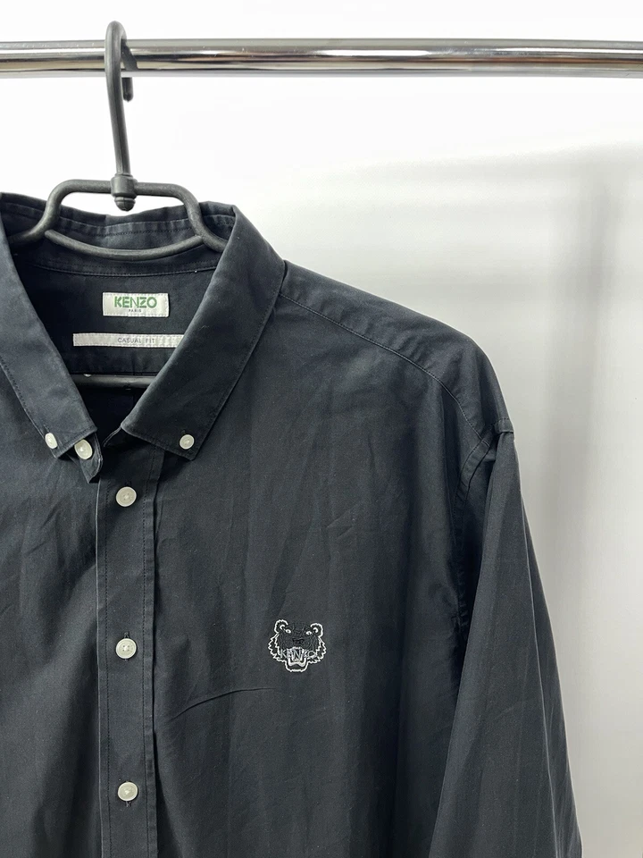 Kenzo Paris Overshirt Size XL Black Logo Casual Fit - Image 2 of 4