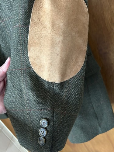 Vtg. EVAN PICONE Mens Wool Tweed Dark Green Sport Coat Jacket-SUEDE ELBOW PATCH - Picture 7 of 17